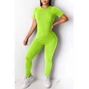 Lovely Casual Skinny Green Two-piece Pants Set