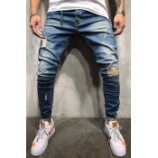 Lovely Casual Hollow-out Deep Blue Jeans