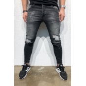 Lovely Casual Hollow-out  Black Jeans