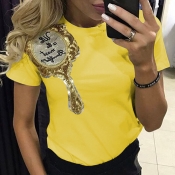 Lovely Casual Basic Yellow T-shirt