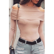 Lovely Chic Dew Shoulder  Dusty Pink T-shirt