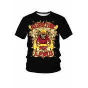 Lovely Chic Basic Print Black T-shirt