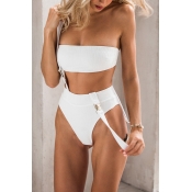 Lovely High Leg White Two-piece Swimsuit