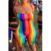 Lovely Chic Rainbow Striped Multicolor One-piece R