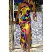 Lovely Chic One Shoulder Multicolor Trumpet Mermai