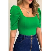 Lovely Casual Short Sleeve Green T-shirt