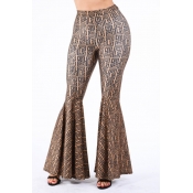Lovely Casual Flared Print Coffee Pants