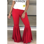 Lovely Casual Flounce Red Pants