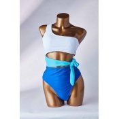Lovely Knot Design Blue One-piece Swimsuit