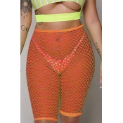 Lovely Trendy Hollow-out Orange Shorts
