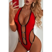 Lovely Hollow-out Red One-piece Swimsuit
