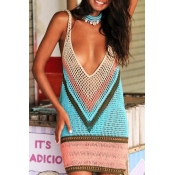 Lovely Hollow-out Multicolor Beach Dress