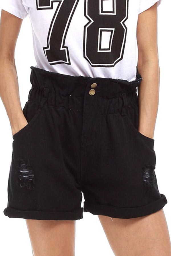 

Lovely Casual Loose Deep Blue Shorts, Black
