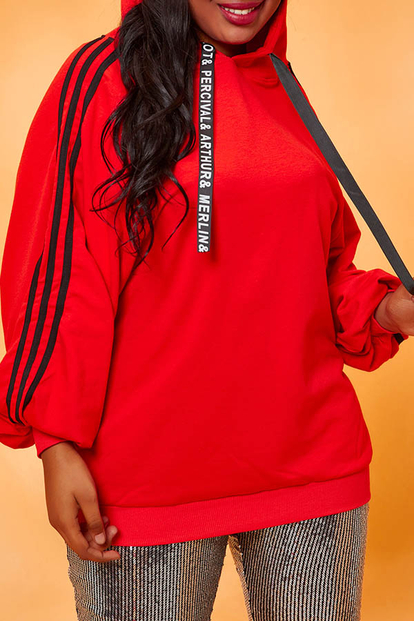 

Lovely Casual Patchwork Orange Plus Size Hoodie