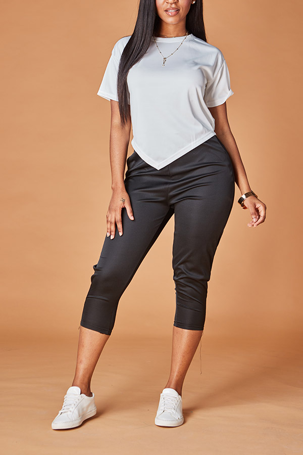 

Lovely Trendy Basic White Two-piece Pants Set