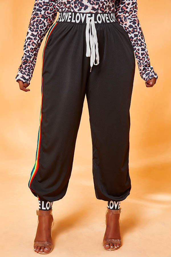 

Lovely Casual Patchwork Black Plus Size Pants