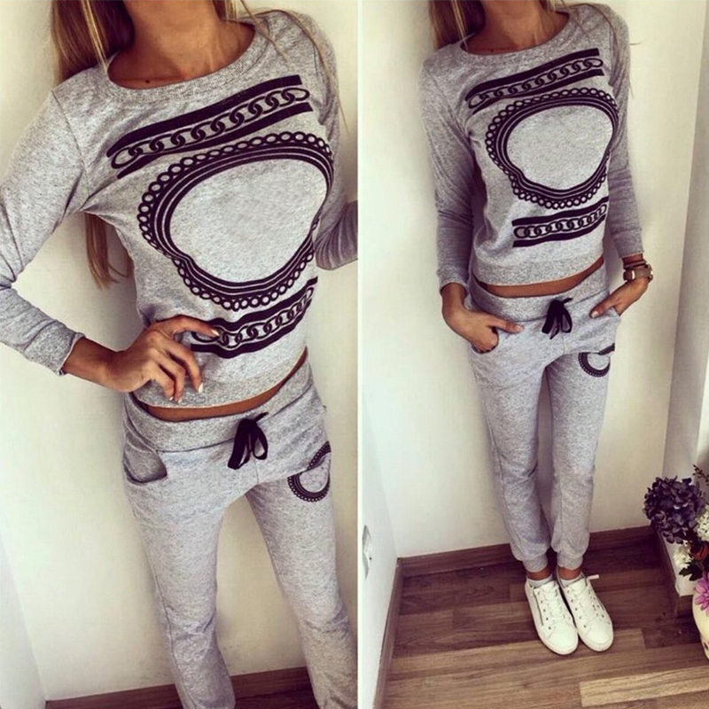 

Lovely Casual Print Grey Two-piece Pants Set