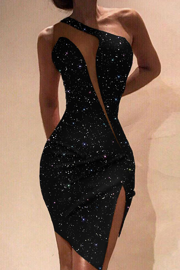 

Lovely Party One Shoulder Black Mini Prom Dress