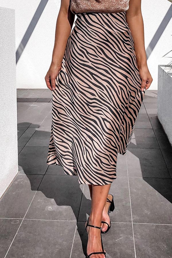

Lovely Casual Zebra Stripe Mid Calf Skirt