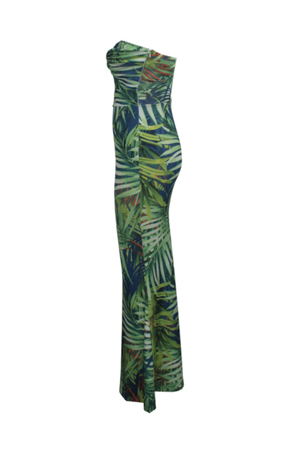 Lovely Chic Dew Shoulder Print Green Maxi Dress от Lovelywholesale WW