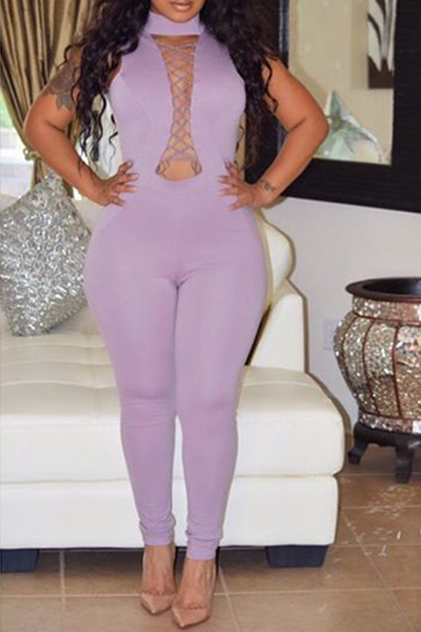 

Lovely Chic Hollow-out Purple One-piece Jumpsuit