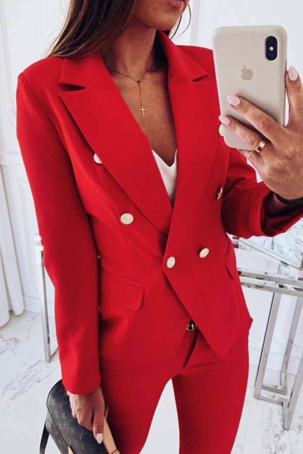 

Lovely Work Button Red Blazer