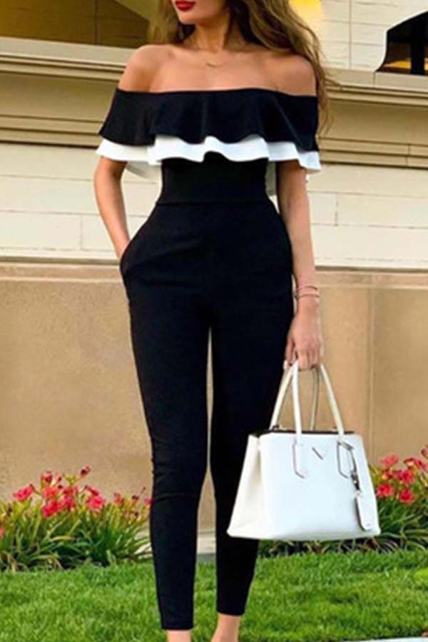 

Lovely Chic Flounce Black One-piece Jumpsuit