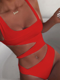 Lovely Hollow-out Red One-piece Swimsuit