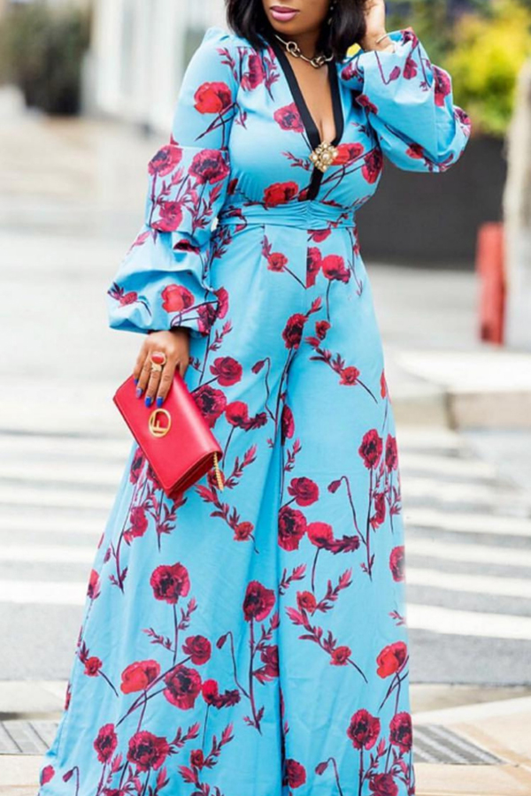 

Lovely Bohemian Print Blue One-piece Jumpsuit