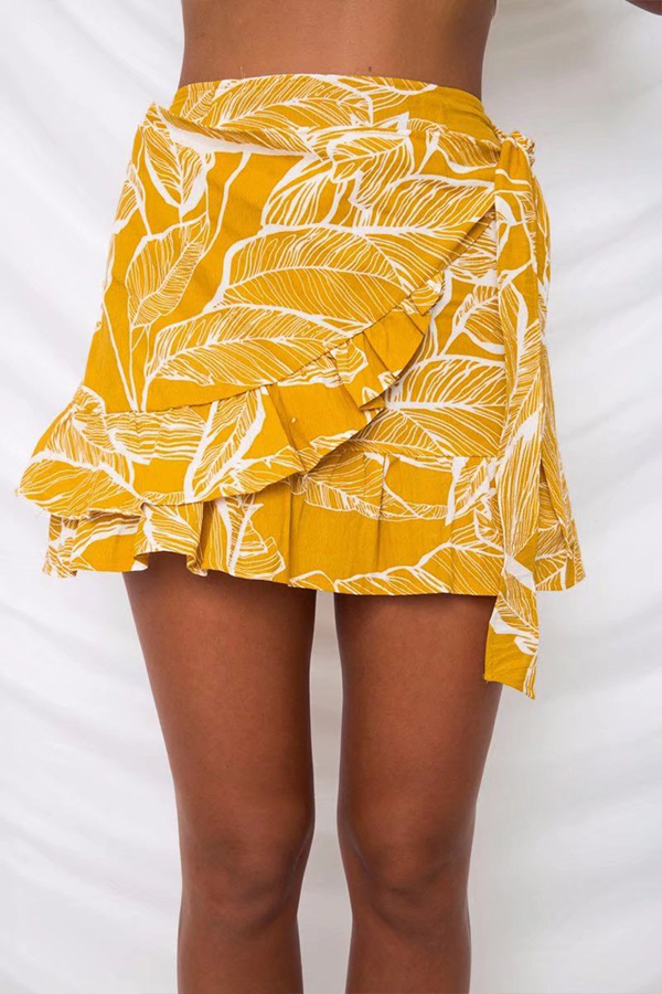 

Lovely Sweet Print Yellow Skirt