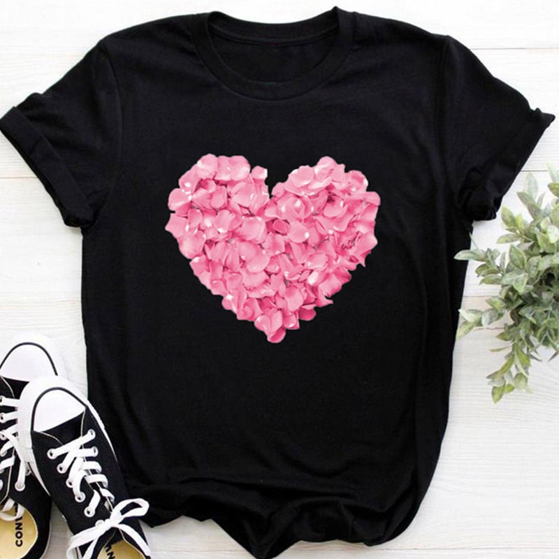 

Lovely Casual O Neck Print Black Plus Size T-shirt