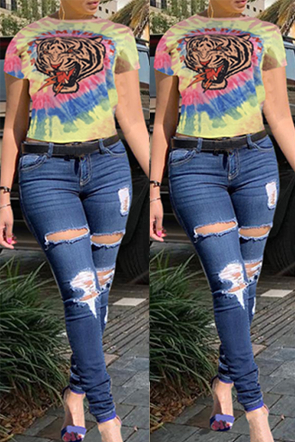 

Lovely Casual Print Multicolor T-shirt, Multi