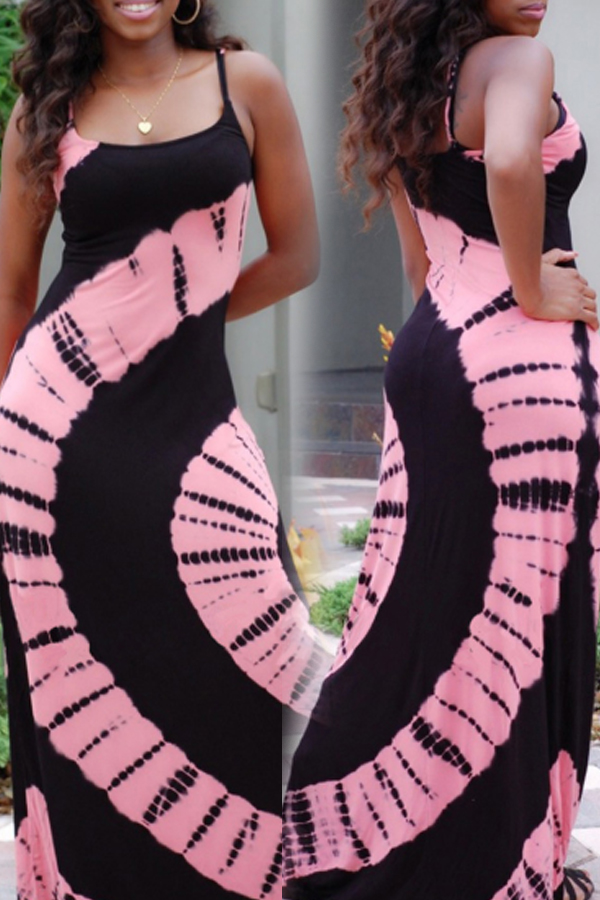 

Lovely Casual Print Pink Maxi Dress