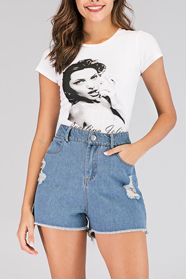 

Lovely Casual Loose Deep Blue Shorts
