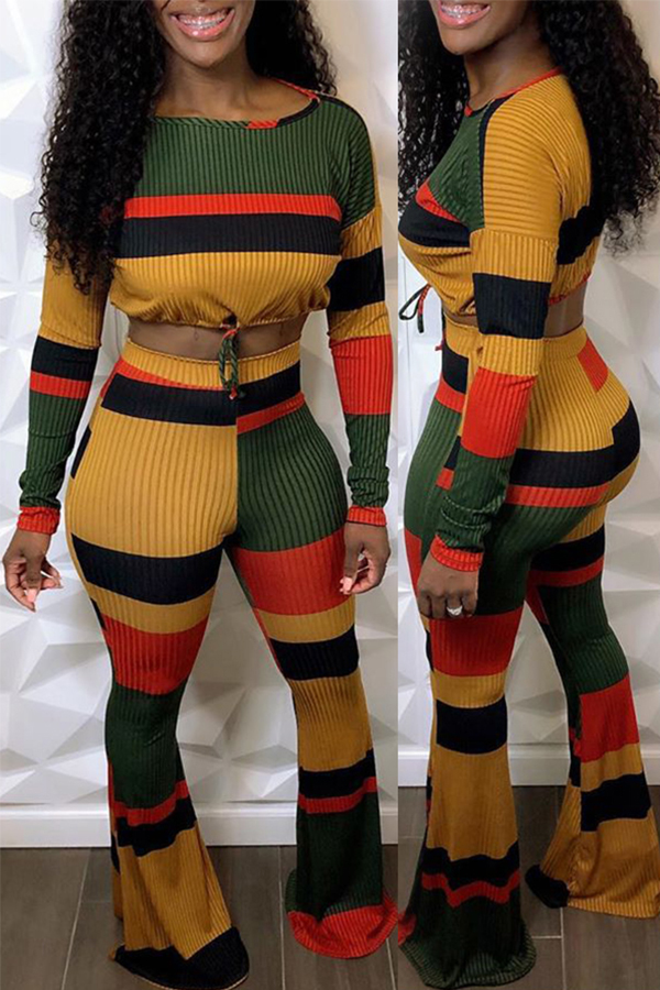 

Lovely Casual Color-lump Patchwork Multicolor Two-piece Pants Set, Multi