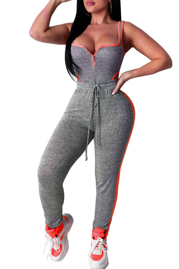 

Lovely Street Patchwork Jacinth One-piece Jumpsuit