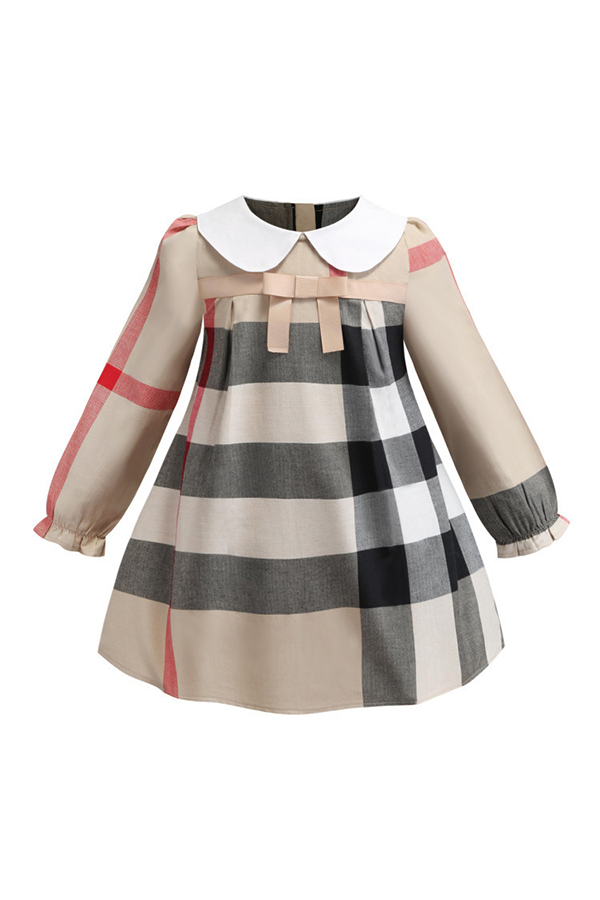 

Lovely Chic Bow-Tie Apricot Girl Knee Length Dress