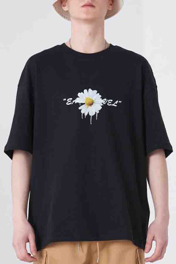

Lovely Leisure Print Black T-shirt