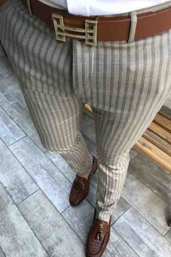 

Lovely Trendy Striped Taupe Pants