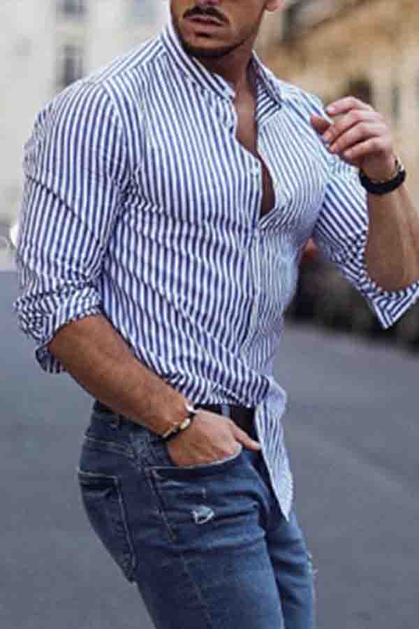 

Lovely Casual Striped Print Shirt, Stripe