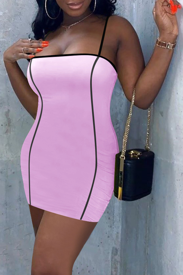 Lovely Sexy Patchwork Violet Mini Dress