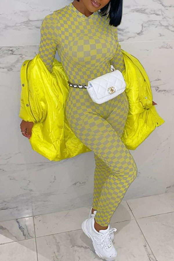 

Lovely Trendy Plaid Print Green One-piece Jumpsuit