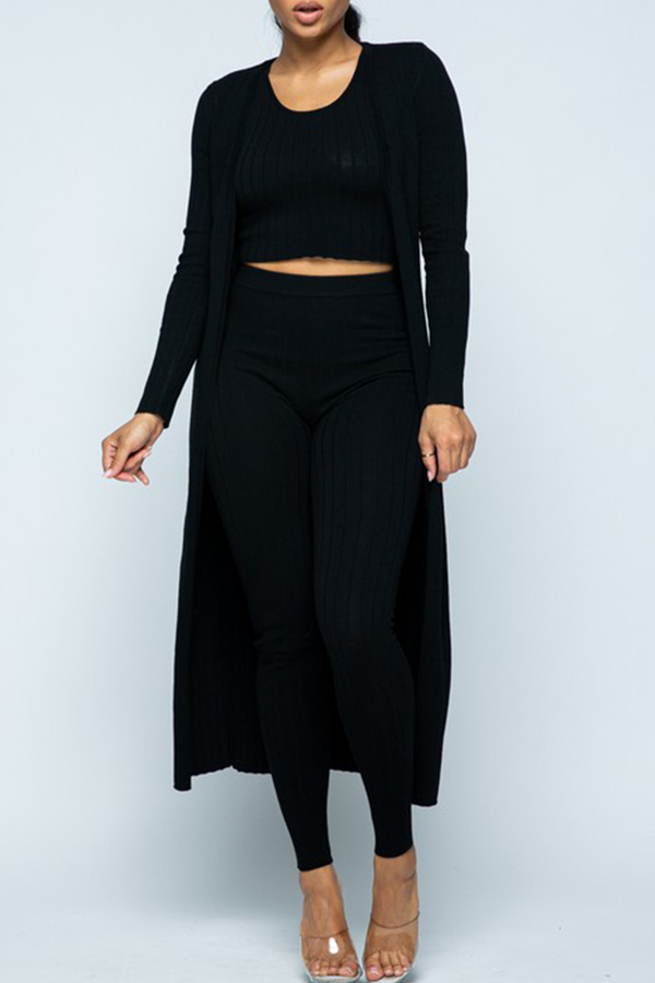 

Lovely Casual Basic Black Two-piece Pants Set