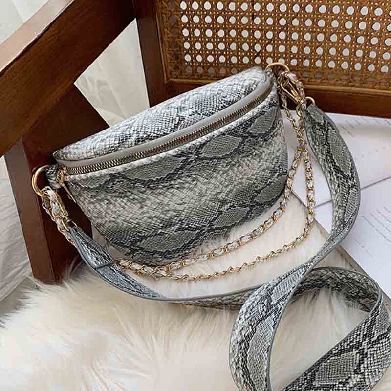

Lovely Trendy Snakeskin Print Grey Crossbody Bag