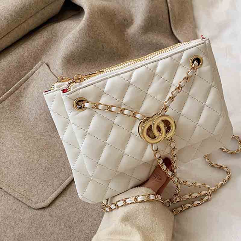 

Lovely Trendy Chain Strap White Crossbody Bag