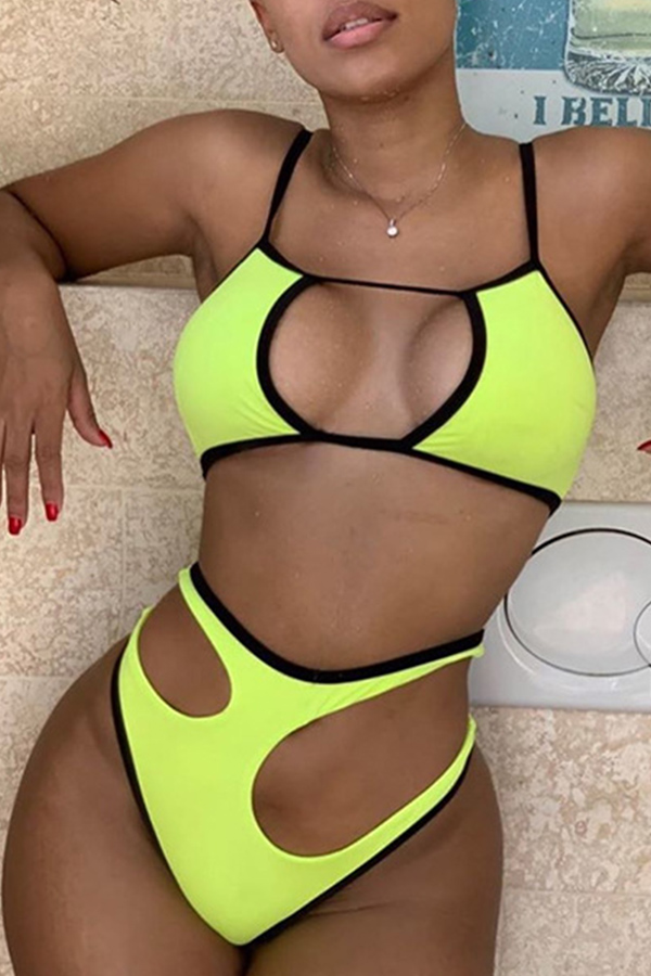 

Lovely Hollow-out Light Green Bathing Suit Two-piece Swimsuit