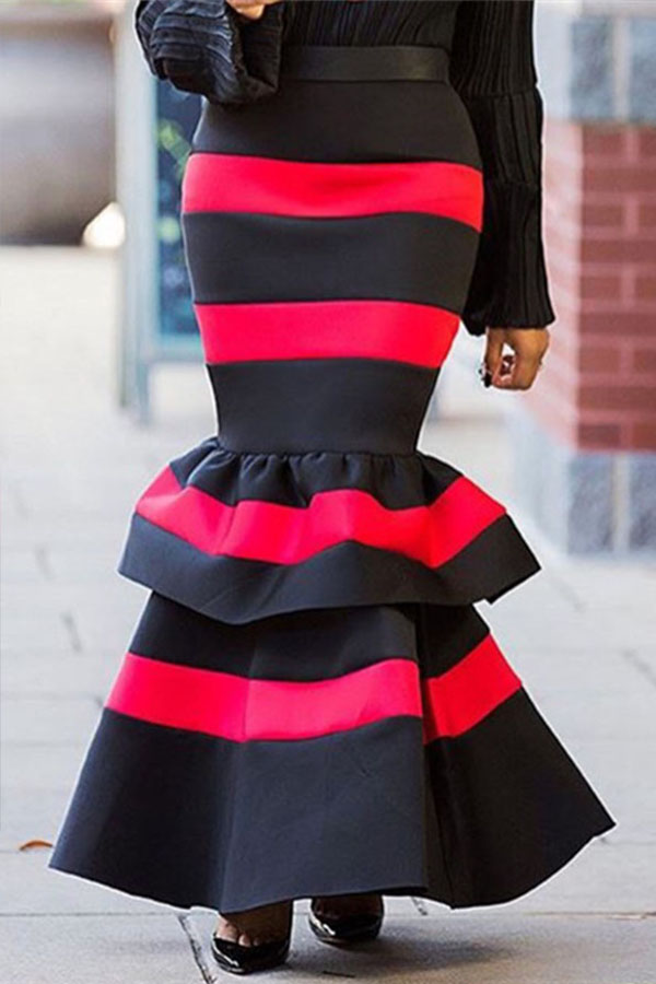 

Lovely Trendy Striped Black Skirt