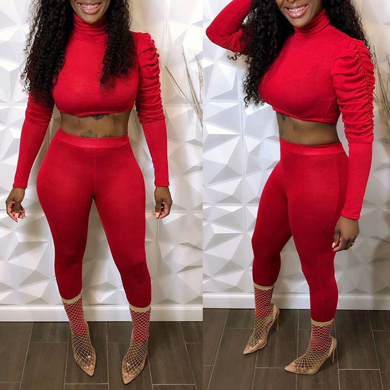 

Lovely Casual Basic Skinny Red Two-piece Pants Set