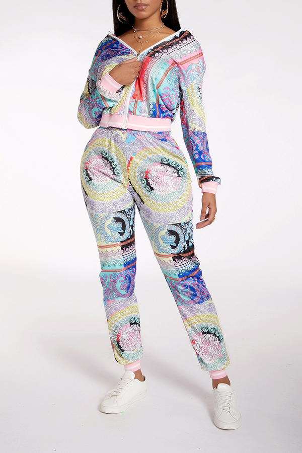 

Lovely Casual Print Multicolor Two-piece Pants Set, Multi