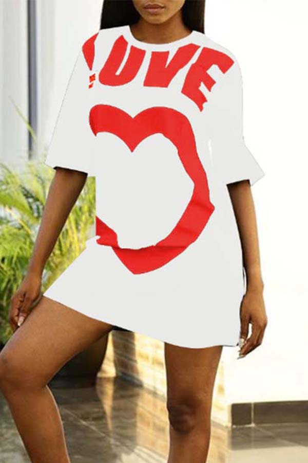 

Lovely Casual Letter Print White Mini Dress